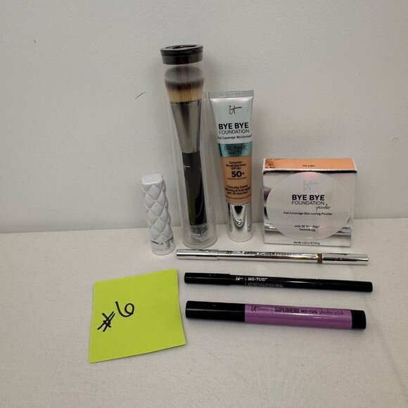 NEW It Cosmetics Brushes Bye Bye Foundation SPF 50 Powder Brow Eyeliner Superher - Picture 2 of 14